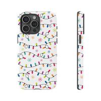 Holiday String Lights Snowflakes iPhone Phone Case, Colorful Christmas Lights Phone Case iPhone, Festive Winter Phone Cover, Xmas Present