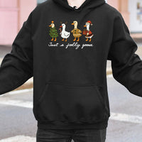Humorous Holiday Goose Sweatshirt, Jolly Goose Christmas Hoodie, Adorable Xmas Duck Graphic Pullover, Goose Lover Hooded Sweater, Festive Present