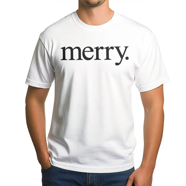 Minimalist Holiday Typography Shirt, Merry Christmas T-Shirt, Festive Christmas Graphic Tee, Winter Aesthetic Apparel, Holida
