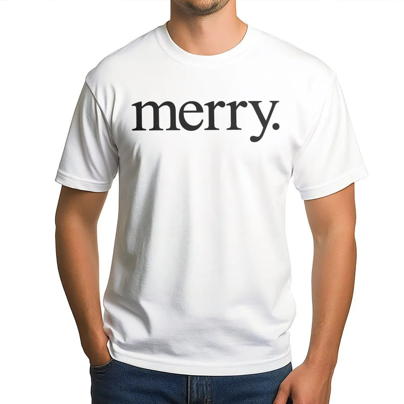 Minimalist Holiday Typography Shirt, Merry Christmas T-Shirt, Festive Christmas Graphic Tee, Winter Aesthetic Apparel, Holiday Present T-Shirt