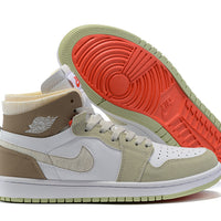 Sneakers, White Green Brown Colorway, Lace Up Design, Casual Gift for Sneaker Fans