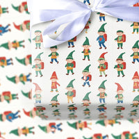 Adorable Cartoon Elves Gift Wrap, Christmas Elf Wrapping Paper, Whimsical Holiday Marching Elf Paper, Festive Kids Gift Wrapping Paper