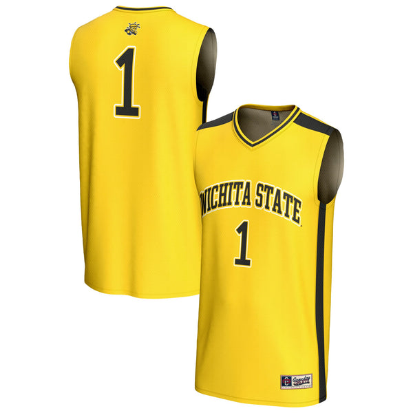 #1 Wichita State Shockers Lightweight Basketball Fashion Jersey - Yellow