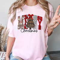 Leopard Print Santa Tree Shirt, Merry Christmas T-Shirt, Cheetah Pattern Xmas Graphic Tee, Holiday Winter T-Shirt, Festive Christmas Present