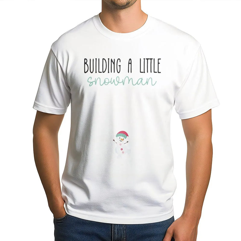 Christmas Pregnancy Announcement Shirt, Building a Little Snowman T-Shirt, Adorable Holiday Baby Reveal Tee, New Mom Present Tee