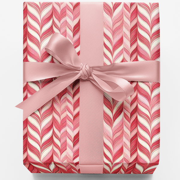 Blush and Mint Stripe Holiday Gift Wrap, Candy Cane Wrapping Paper, Festive Peppermint Present Wrap, Christmas Striped Gift W
