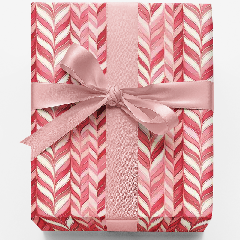 Blush and Mint Stripe Holiday Gift Wrap, Candy Cane Wrapping Paper, Festive Peppermint Present Wrap, Christmas Striped Gift Wrap Roll