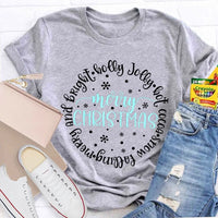 Merry and Bright Snow Falling Tee, Holly Jolly Hot Cocoa Shirt, Adorable Christmas Graphic T-Shirt, Comfy Winter Holiday Shirt, Xmas Present Tee