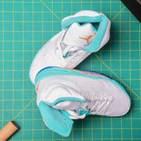 Sneakers, White Orange Colorway, Lace Up Design, Casual Gift for Sneaker Fans
