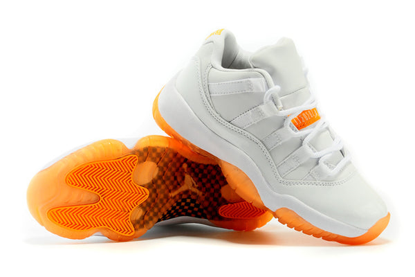 Low Top Sneakers, White Orange Colorway, Lace Up Design, Casual Gift for Sneaker Fans