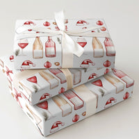Santa Hat Wine Bottle Gift Wrap, Christmas Wine Wrapping Paper, Holiday Wine Lover Wrapping Paper, Festive Winter Drinks Gift Wrap Roll