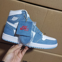 High Top Sneakers, Blue White Colorway, Lace Up Design, Casual Gift for Sneaker Fans