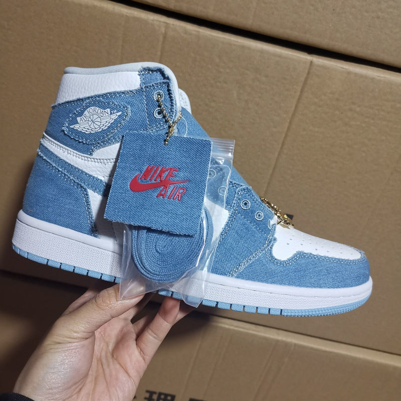 High Top Sneakers, Blue White Colorway, Lace Up Design, Casual Gift for Sneaker Fans
