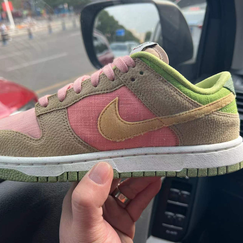 Low Top Sneakers, Brown Pink Green Colorway, Lace Up Design, Casual Gift for Sneaker Fans