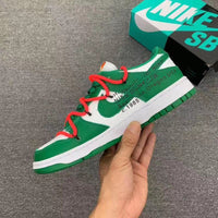 Low Top Sneakers, Green Off White Colorway, Lace Up Design, Casual Gift for Sneaker Fans