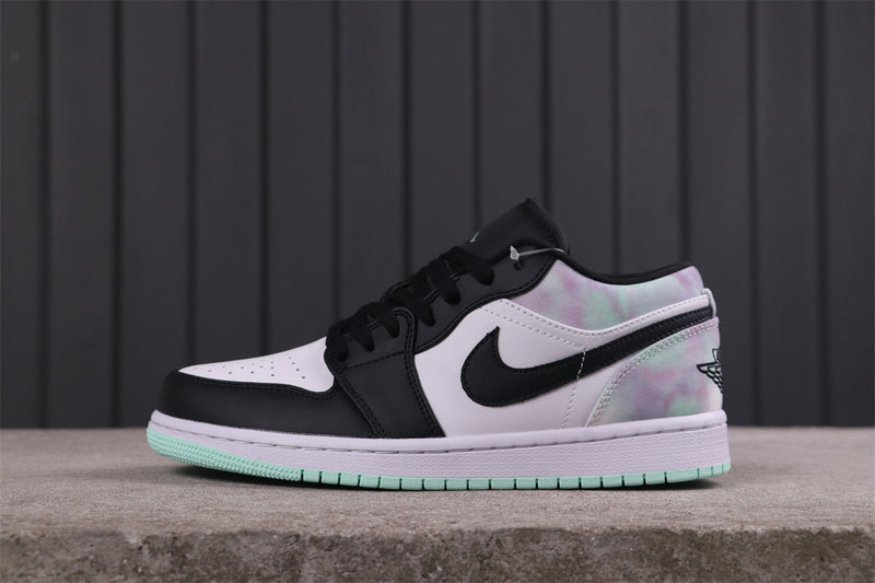 Low Top Sneakers, Black Green Colorway, Tie Dye Pattern, Gradient Colorway, Lace Up Design, Casual Gift for Sneaker Fans