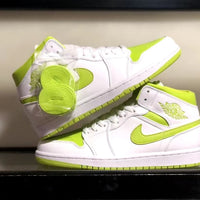 Mid Top Basketball Shoes, White Green Colorway, Lace Up Design, Casual Gift for Shoe Lovers