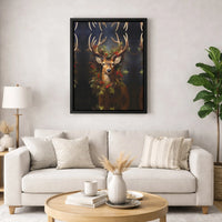 Rustic Deer Wreath Poster, Christmas Deer Canvas Wall Art, Holiday Stag Deer Print, Farmhouse Winter Wall Decor, Digital Download Printable