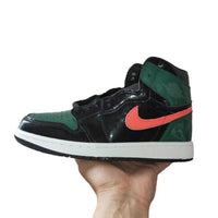 Sneakers, Black Green Orange Colorway, Patent Leather Footwear, Lace Up Design, Casual Gift for Sneaker Fans
