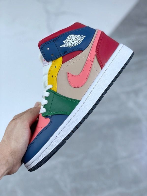 Mid Top Sneakers, Multicolor Colorway, Lace Up Design, Casual Gift for Sneaker Fans
