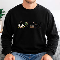 Adorable Festive Kitten Holiday Crewneck, Christmas Black Cat Sweatshirt, Black Cat Christmas Sweater, Comfy Holiday Cat Lover Present Pullover