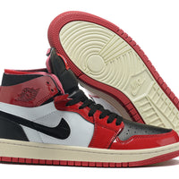 Sneakers, Red Black White Colorway, Patent Leather Footwear, Lace Up Design, Casual Gift for Sneaker Fans