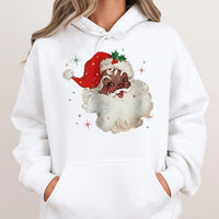 Vintage Black Santa Christmas Hoodie, Black Santa Hoodie, Retro African American Santa Hoodie, Festive Xmas Hooded Sweatshirt Pullover