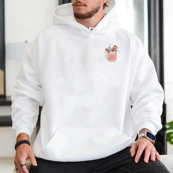 Adorable Christmas Iced Coffee Sweatshirt, Merry and Bright Gingerbread Hoodie, Holiday Cookie Graphic Pullover, Comfy Winter