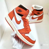 High Top Sneakers, Orange Colorway, Lace Up Design, Casual Gift for Sneaker Fans