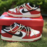Low Top Sneakers, Red Cream Colorway, Lace Up Design, Casual Gift for Sneaker Fans