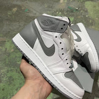 Retro High Top Sneakers, White Gray Colorway, Lace Up Design, Casual Gift for Sneaker Fans