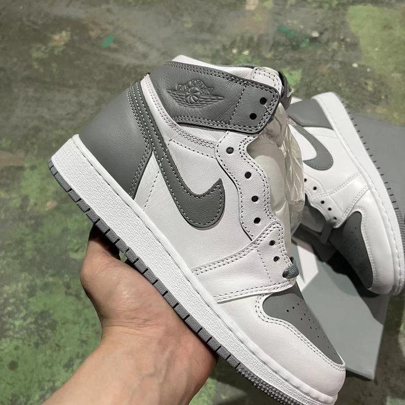 Retro High Top Sneakers, White Gray Colorway, Lace Up Design, Casual Gift for Sneaker Fans