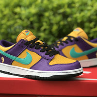 Low Top Sneakers, Purple Yellow Colorway, Lace Up Design, Casual Gift for Sneaker Fans
