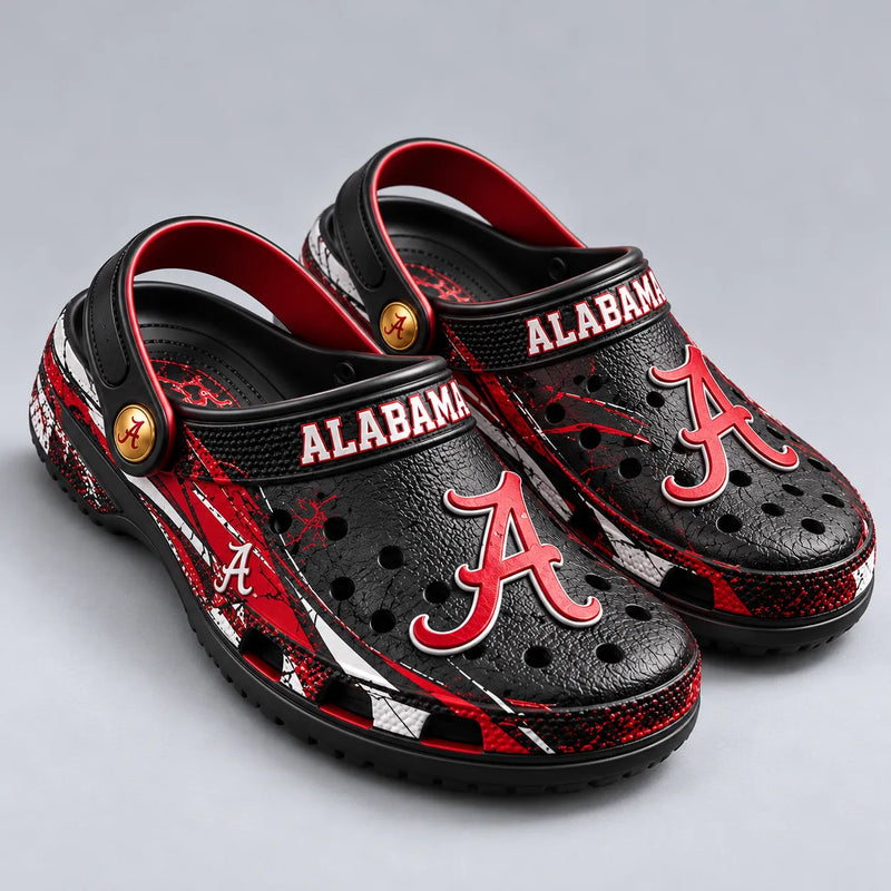 ALA Crimson Script - Distressed Graphic Clog in Black and Red