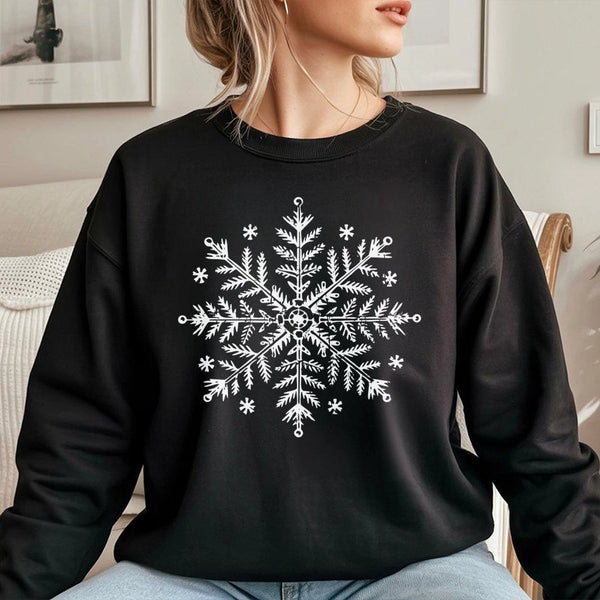 Comfy Winter Sweatshirt, Minimalist Snowflake Christmas Sweatshirt, Holiday Crewneck Pullover, Festive Season Sweatshirt, Com