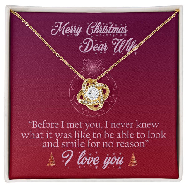 18k Gold Stainless Steel Love Knot Pendant, Christmas Love Knot Necklace for Wife, Message Card Holiday Necklace, Romantic Pr
