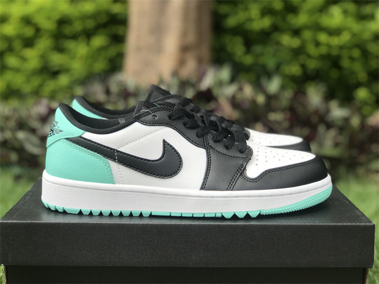 Low Top Golf Shoes, White Black Green Colorway, Lace Up Design, Casual Gift for Shoe Lovers
