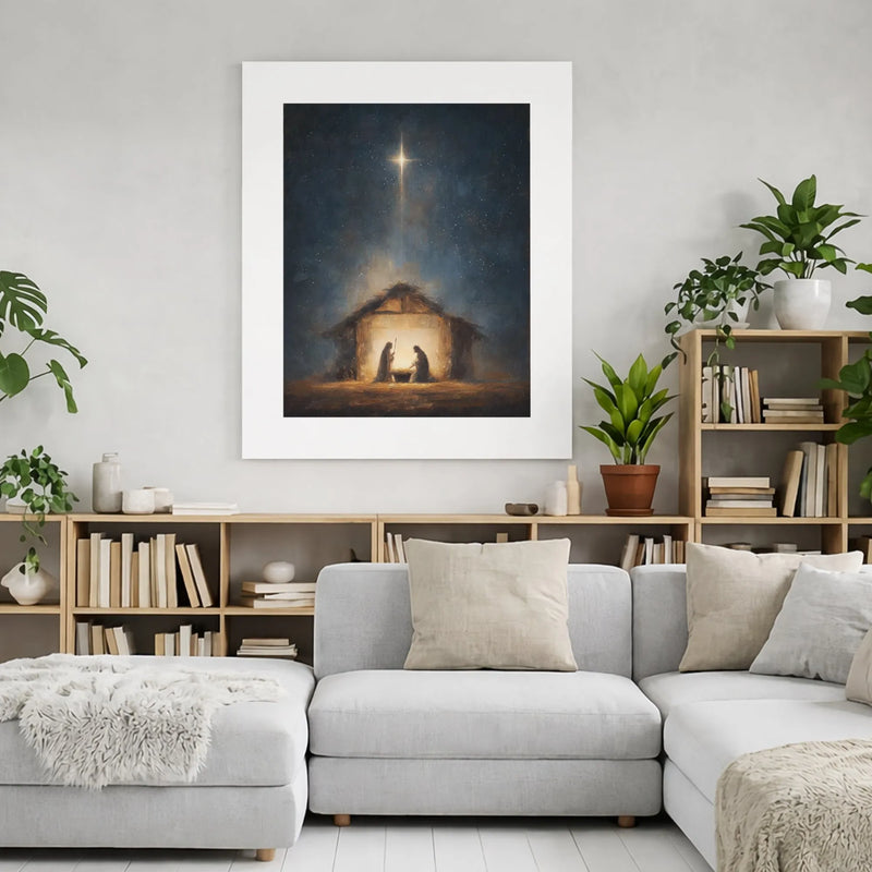 Star of Bethlehem Wall Art, Nativity Scene Canvas Wall Art, Religious Christian Canvas Print, Holy Night Wall Decor, Christmas Canvas Present