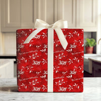 Christian Christmas Gift Wrap, Nativity Scene Joy Wrapping Paper, Crimson Red Religious Holiday Paper, Joy Gift Wrapping Paper Roll