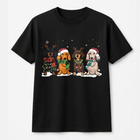 Festive Wiener Dog Holiday Graphic Tee, Dachshund Christmas T-Shirt, Adorable Xmas Dog Lover T-Shirt, Humorous Winter Animal Graphic Top
