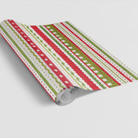 Red and Green Stripe Gift Wrap, Merry Strokes Christmas Wrapping Paper, Festive Dot Pattern Present Paper, Modern Holiday Present Packaging