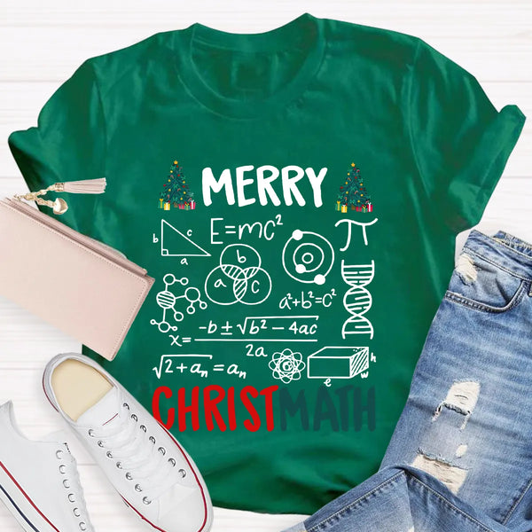 Humorous Christmas Math Pun Tee, Merry Christmath Math Teacher T-Shirt, Holiday Math Teacher Shirt, Adorable Xmas Math Graphi