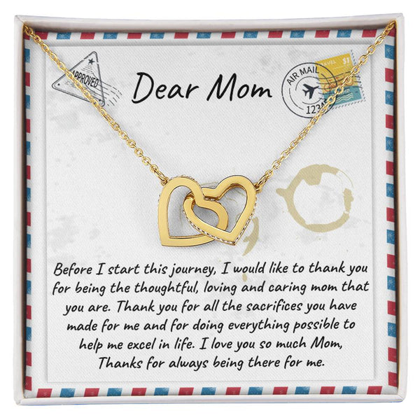 Two Tone Cubic Zirconia Heart Pendant, Mom Interlocking Hearts Necklace, Linked Hearts Mother Necklace, Christmas Birthday Pr