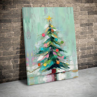Colorful Holiday Canvas Print, Abstract Christmas Tree Wall Art, Modern Xmas Tree Wall Decor, Festive Winter Wall Art, Holiday Home Present