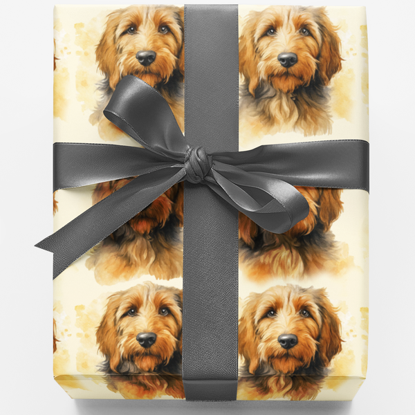 Watercolor Shaggy Puppy Gift Wrap, Goldendoodle Wrapping Paper, Doodle Dog Wrapping Paper Roll, Birthday Present Wrap, Christ