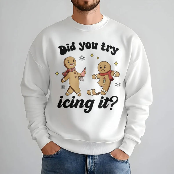Humorous Gingerbread Christmas Crewneck, Did You Try Icing It Sweatshirt, Physical Therapy Sweatshirt, PT Athletic Trainer Ho