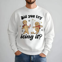 Humorous Gingerbread Christmas Crewneck, Did You Try Icing It Sweatshirt, Physical Therapy Sweatshirt, PT Athletic Trainer Holiday Sweatshirt