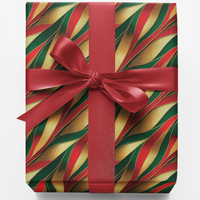 Holiday Ribbon Gift Wrap, Metallic Geometric Wrapping Paper, Yuletide Gleam Present Paper, Luxury Christmas Gift Wrap, Festive Wrap Roll