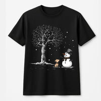Adorable Winter Dog Snowman T-Shirt, Snowman and Puppy Dog T-Shirt, Dog Lover Christmas Snowman Shirt, Holiday Puppy Graphic Tee