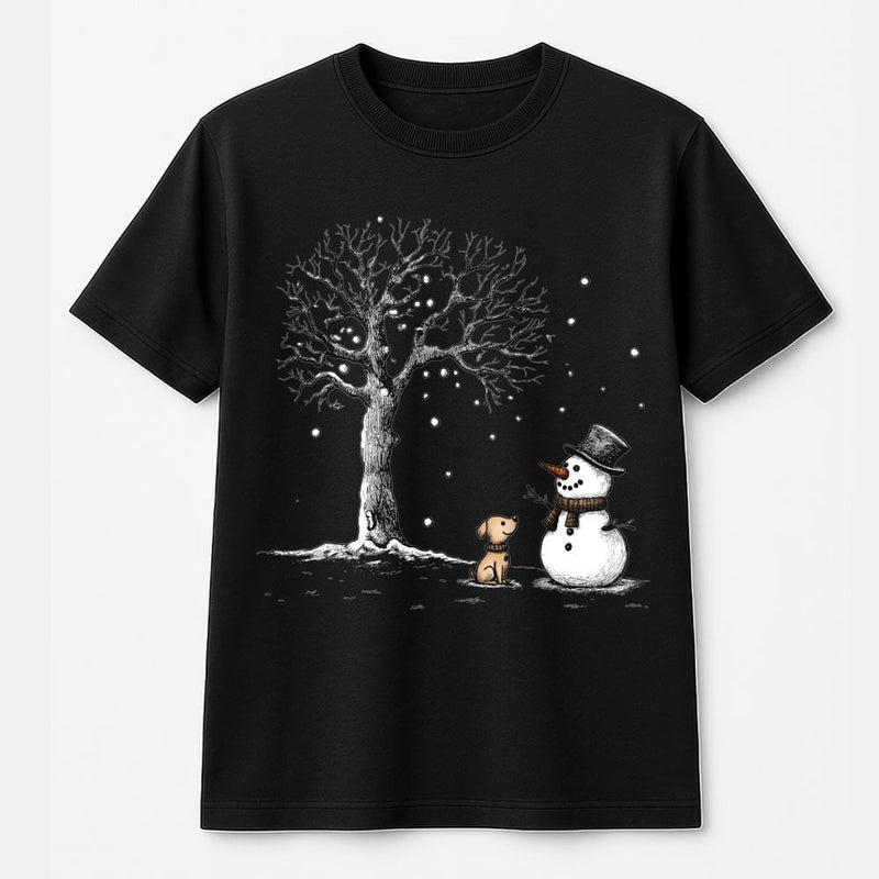Adorable Winter Dog Snowman T-Shirt, Snowman and Puppy Dog T-Shirt, Dog Lover Christmas Snowman Shirt, Holiday Puppy Graphic Tee